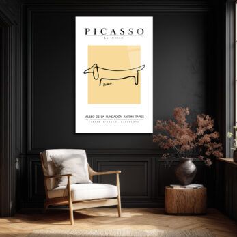Picasso Le Chien Minimalist Sanat Cam Tablo - Glazella