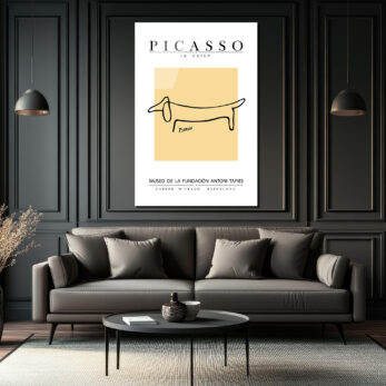 Picasso Le Chien Minimalist Sanat Cam Tablo - Glazella