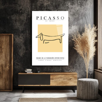 Picasso Le Chien Minimalist Sanat Cam Tablo - Glazella