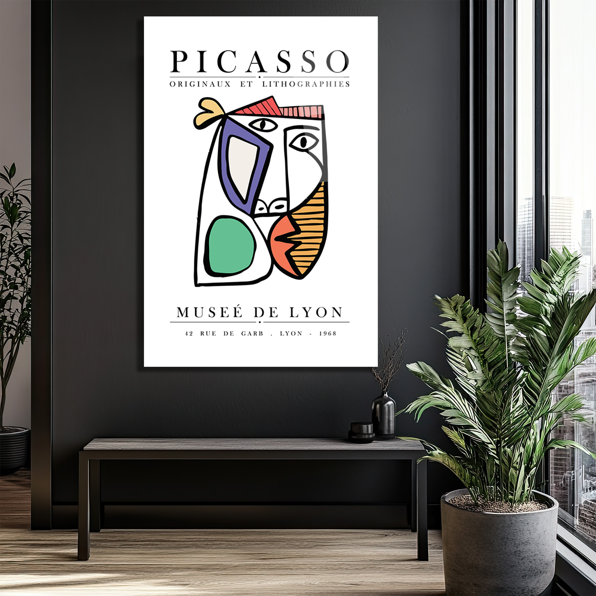 Picasso Esintili Soyut Yüz Sanatı Cam Tablo - Glazella Picasso Esintili Soyut Yüz Sanatı Cam Tablo - Glazella