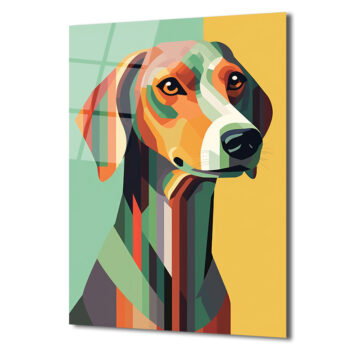 Modern Geometrik Köpek Sanatı Cam Tablo - Glazella Modern Geometrik Köpek Sanatı Cam Tablo - Glazella