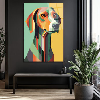 Modern Geometrik Köpek Sanatı Cam Tablo - Glazella Modern Geometrik Köpek Sanatı Cam Tablo - Glazella