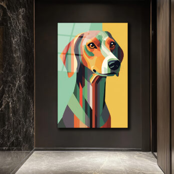 Modern Geometrik Köpek Sanatı Cam Tablo - Glazella Modern Geometrik Köpek Sanatı Cam Tablo - Glazella