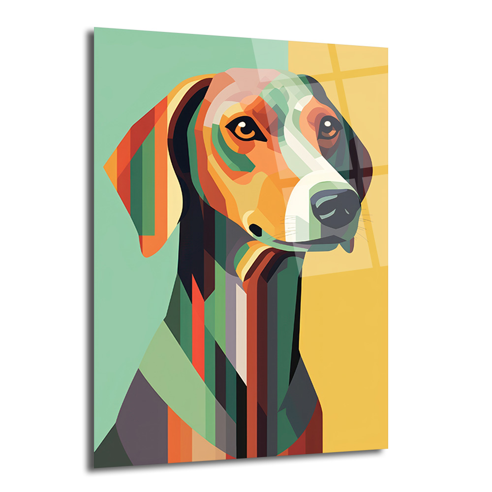 Modern Geometrik Köpek Sanatı Cam Tablo - Glazella Modern Geometrik Köpek Sanatı Cam Tablo - Glazella
