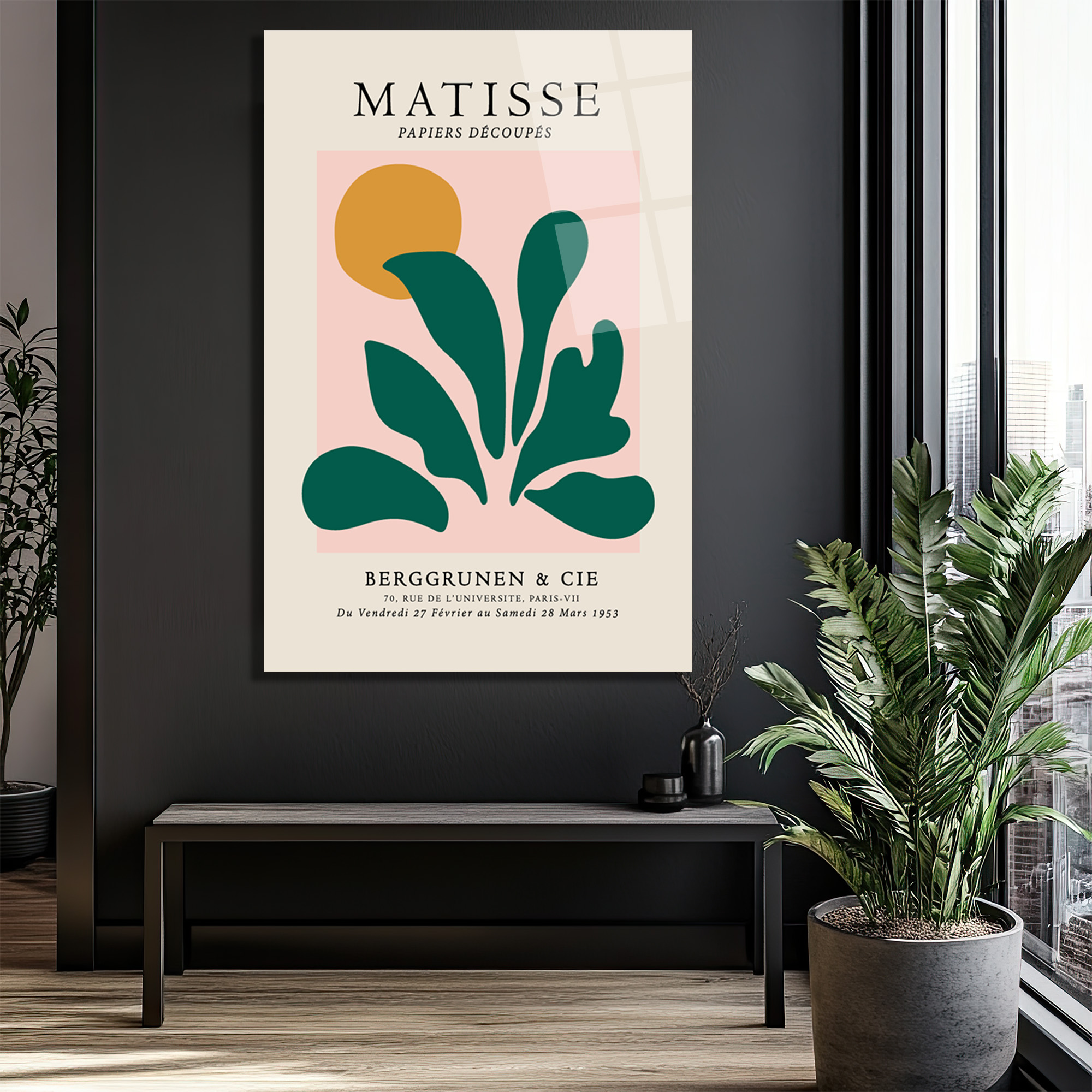 Matisse Papiers Découpés Soyut Yapraklar Cam Tablo - Glazella Matisse Papiers Découpés Soyut Yapraklar Cam Tablo - Glazella