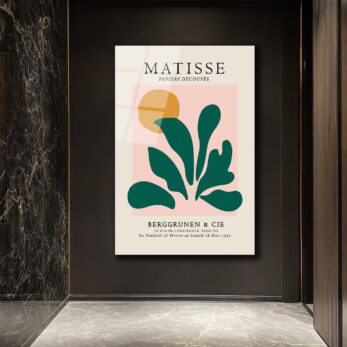 Matisse Papiers Découpés Soyut Yapraklar Cam Tablo - Glazella Matisse Papiers Découpés Soyut Yapraklar Cam Tablo - Glazella