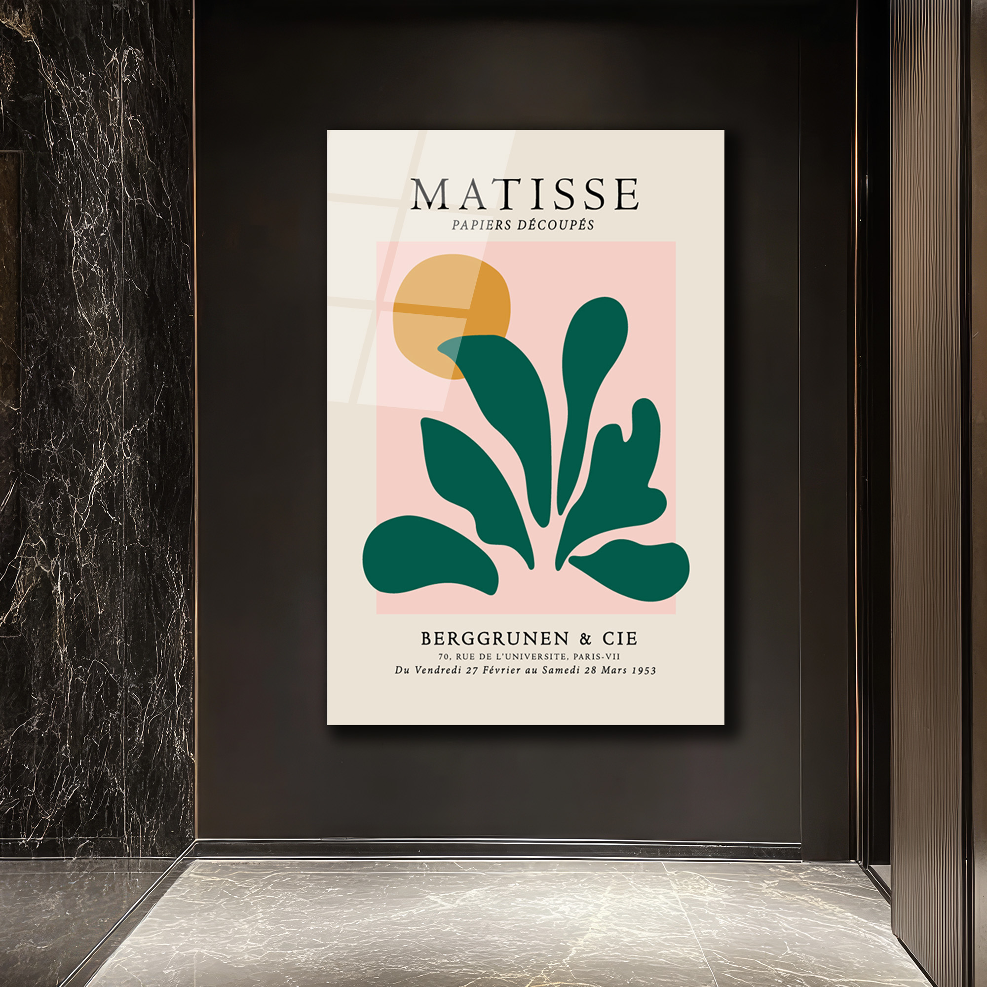 Matisse Papiers Découpés Soyut Yapraklar Cam Tablo - Glazella Matisse Papiers Découpés Soyut Yapraklar Cam Tablo - Glazella