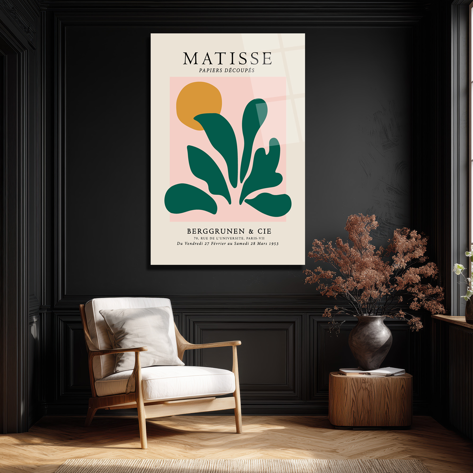 Matisse Papiers Découpés Soyut Yapraklar Cam Tablo - Glazella Matisse Papiers Découpés Soyut Yapraklar Cam Tablo - Glazella