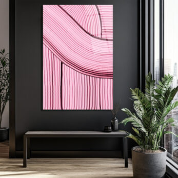 Pembe Rüyalar: Dinamik Çizgili Modern Cam Tablo - Glazella Pembe Rüyalar: Dinamik Çizgili Modern Cam Tablo - Glazella