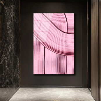 Pembe Rüyalar: Dinamik Çizgili Modern Cam Tablo - Glazella Pembe Rüyalar: Dinamik Çizgili Modern Cam Tablo - Glazella