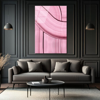 Pembe Rüyalar: Dinamik Çizgili Modern Cam Tablo - Glazella Pembe Rüyalar: Dinamik Çizgili Modern Cam Tablo - Glazella
