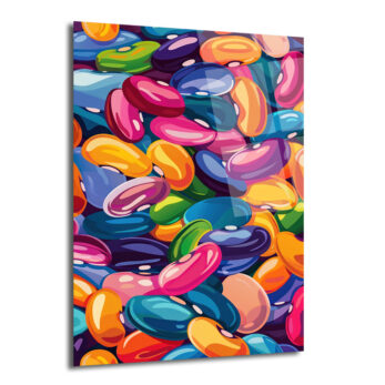 Canlı Renklerin Dansı: Pop Art Fasulyeler Cam Tablo - Glazella