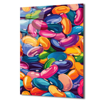 Canlı Renklerin Dansı: Pop Art Fasulyeler Cam Tablo - Glazella