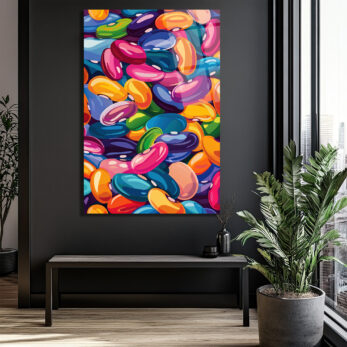 Canlı Renklerin Dansı: Pop Art Fasulyeler Cam Tablo - Glazella