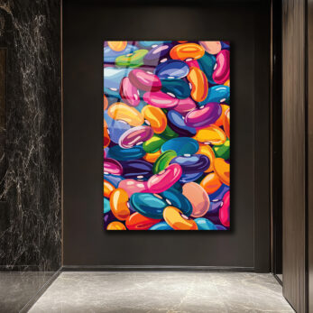 Canlı Renklerin Dansı: Pop Art Fasulyeler Cam Tablo - Glazella