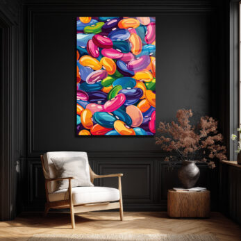 Canlı Renklerin Dansı: Pop Art Fasulyeler Cam Tablo - Glazella
