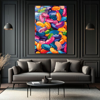 Canlı Renklerin Dansı: Pop Art Fasulyeler Cam Tablo - Glazella