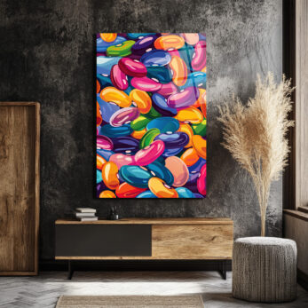 Canlı Renklerin Dansı: Pop Art Fasulyeler Cam Tablo - Glazella