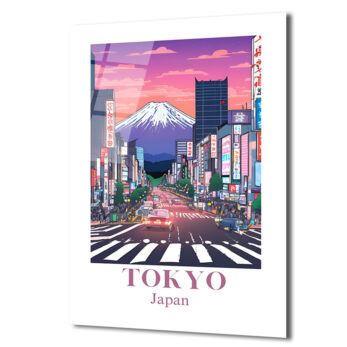 Tokyo Fuji Manzarası Cam Tablo - Japon Şehir Sanatı - Glazella Tokyo Fuji Manzarası Cam Tablo - Japon Şehir Sanatı - Glazella