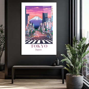 Tokyo Fuji Manzarası Cam Tablo - Japon Şehir Sanatı - Glazella Tokyo Fuji Manzarası Cam Tablo - Japon Şehir Sanatı - Glazella