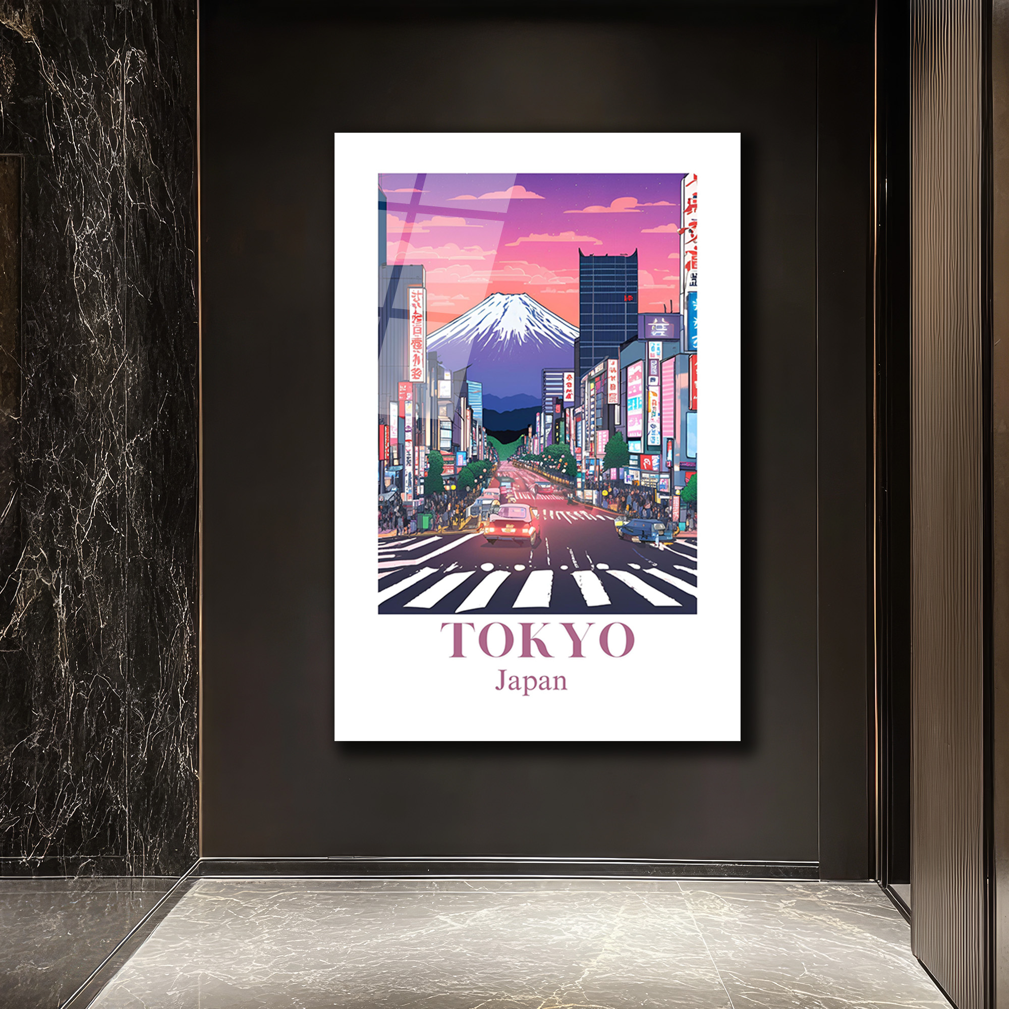 Tokyo Fuji Manzarası Cam Tablo - Japon Şehir Sanatı - Glazella Tokyo Fuji Manzarası Cam Tablo - Japon Şehir Sanatı - Glazella