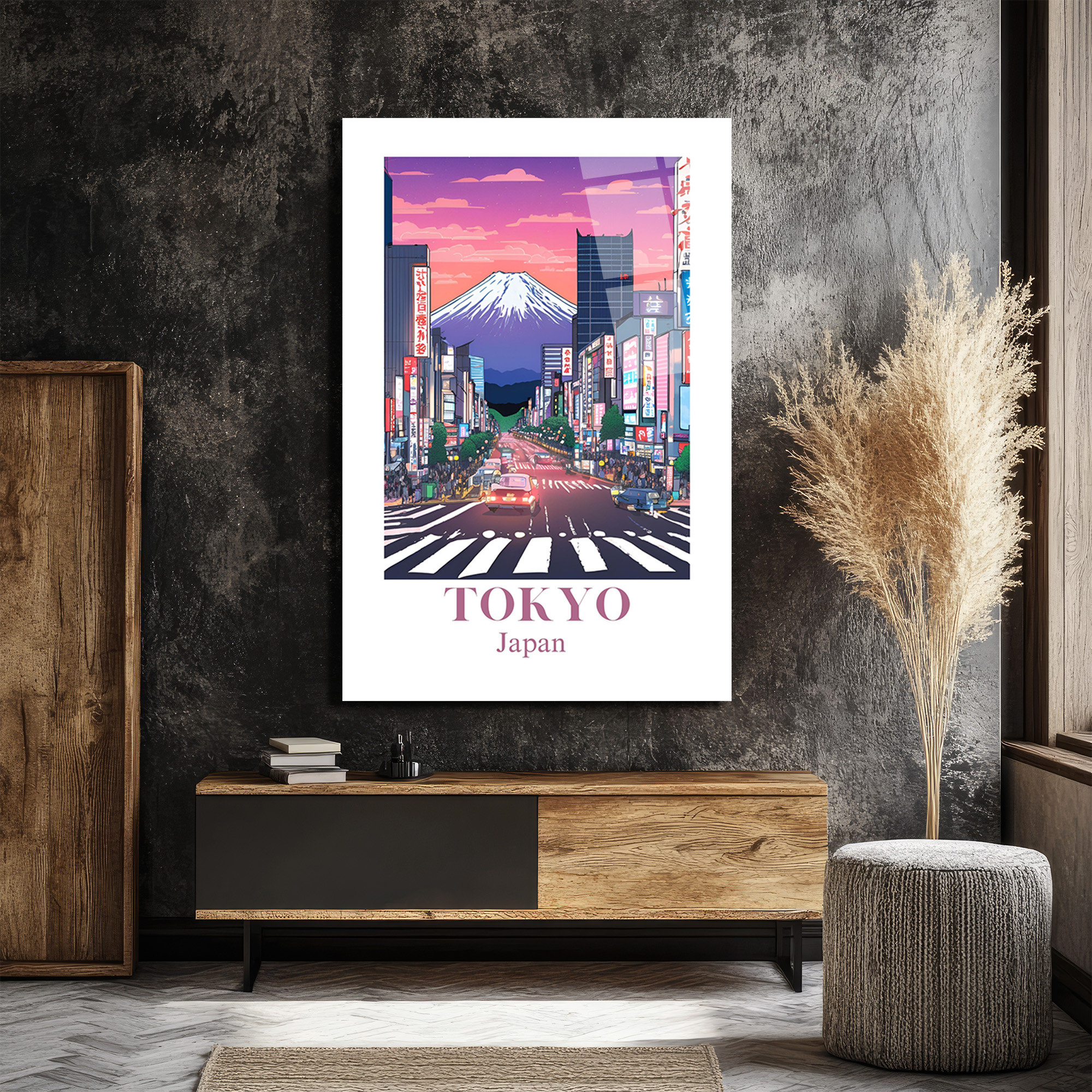 Tokyo Fuji Manzarası Cam Tablo - Japon Şehir Sanatı - Glazella Tokyo Fuji Manzarası Cam Tablo - Japon Şehir Sanatı - Glazella