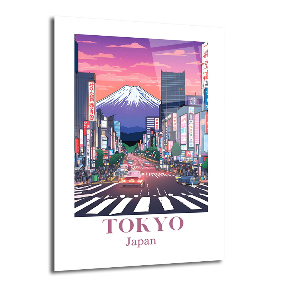Tokyo Fuji Manzarası Cam Tablo - Japon Şehir Sanatı - Glazella Tokyo Fuji Manzarası Cam Tablo - Japon Şehir Sanatı - Glazella