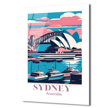 Sydney Manzarası Modern Sanat Cam Tablo - Avustralya Seyahat Temalı - Glazella