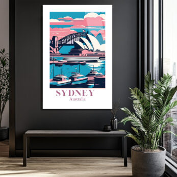 Sydney Manzarası Modern Sanat Cam Tablo - Avustralya Seyahat Temalı - Glazella