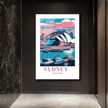 Sydney Manzarası Modern Sanat Cam Tablo - Avustralya Seyahat Temalı - Glazella