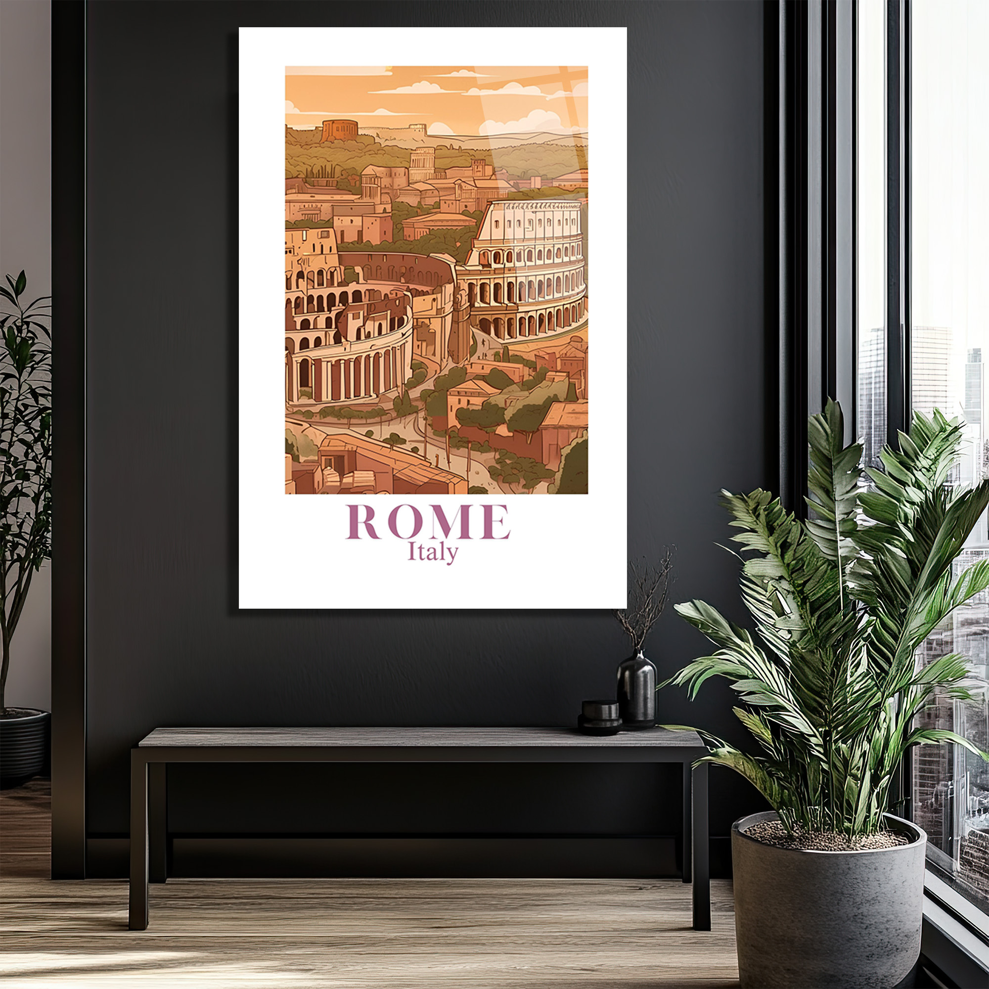 Roma Kolezyum İtalya Manzarası Temalı Cam Tablo - Glazella Roma Kolezyum İtalya Manzarası Temalı Cam Tablo - Glazella