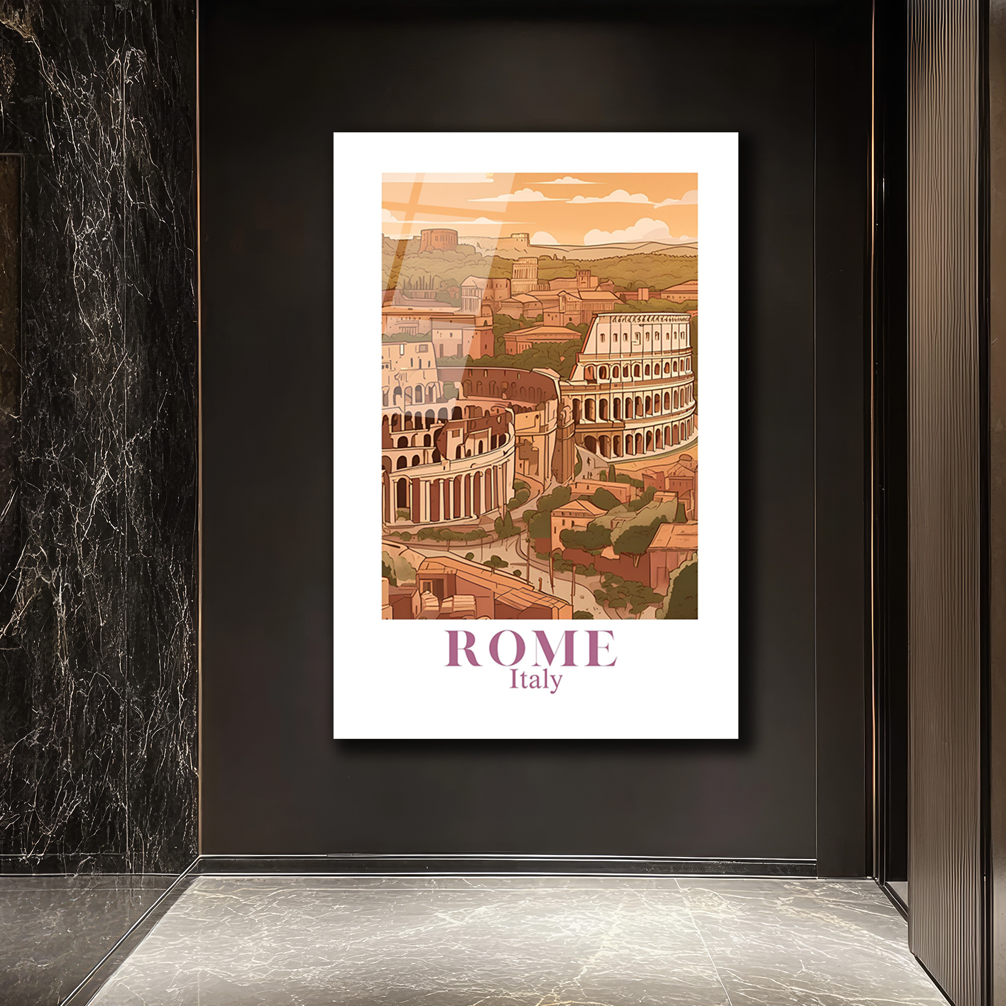Roma Kolezyum İtalya Manzarası Temalı Cam Tablo - Glazella Roma Kolezyum İtalya Manzarası Temalı Cam Tablo - Glazella