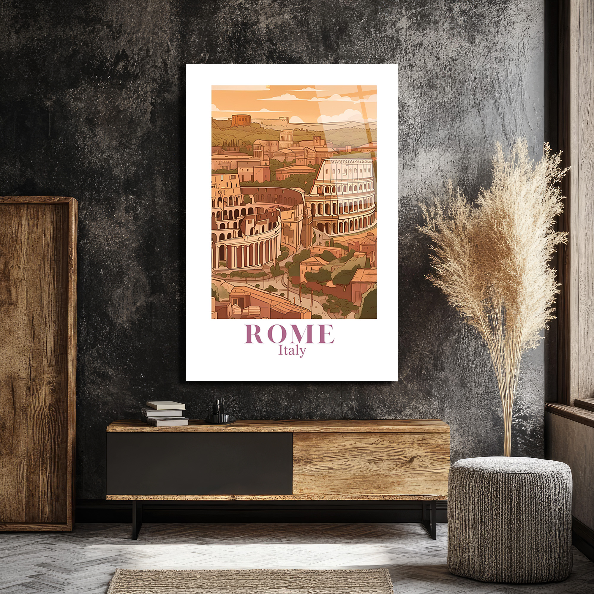 Roma Kolezyum İtalya Manzarası Temalı Cam Tablo - Glazella Roma Kolezyum İtalya Manzarası Temalı Cam Tablo - Glazella