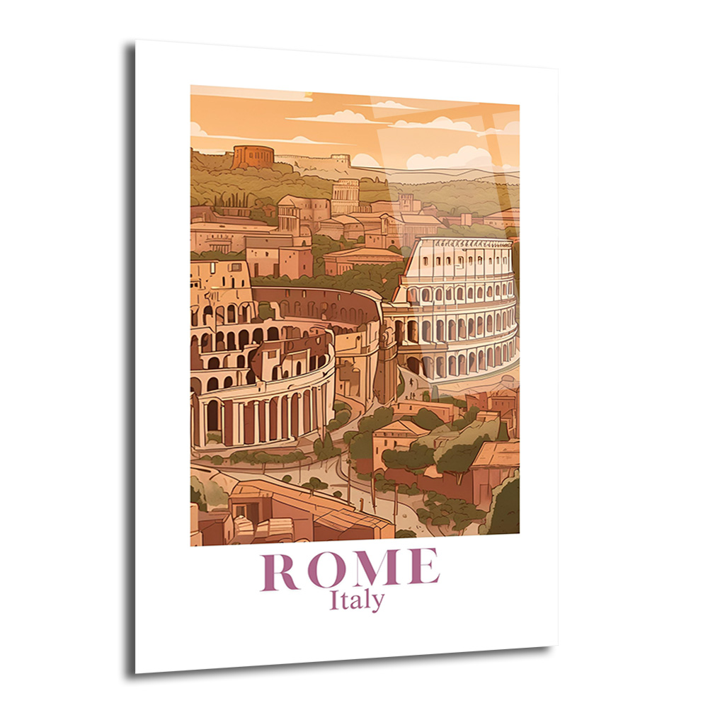Roma Kolezyum İtalya Manzarası Temalı Cam Tablo - Glazella Roma Kolezyum İtalya Manzarası Temalı Cam Tablo - Glazella