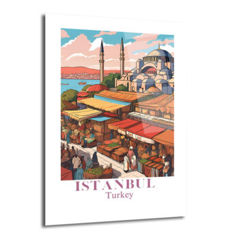 İstanbul Sultanahmet Pazarı Temalı Cam Tablo - Glazella