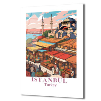 İstanbul Sultanahmet Pazarı Temalı Cam Tablo - Glazella - Glazella İstanbul Sultanahmet Pazarı Temalı Cam Tablo - Glazella