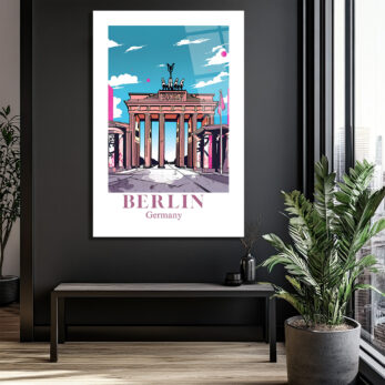 Berlin Brandenburg Kapısı Pop Art Cam Tablo - Glazella Özel Seri - Glazella
