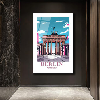 Berlin Brandenburg Kapısı Pop Art Cam Tablo - Glazella Özel Seri - Glazella