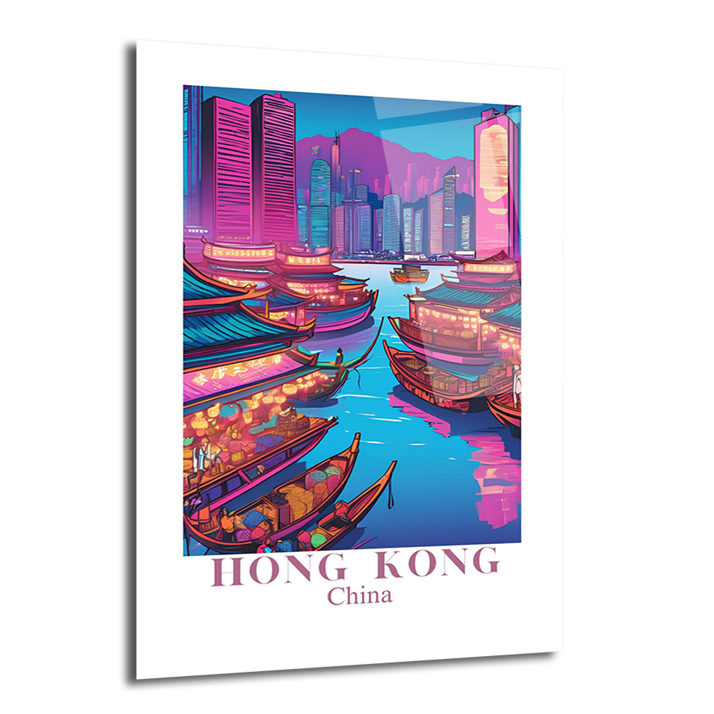Hong Kong Neon Işıkları Cam Tablo - Şehir Manzarası - Glazella Hong Kong Neon Işıkları Cam Tablo - Şehir Manzarası - Glazella