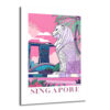 Singapur Merlion Marina Bay Sands Pembe Tonlu Modern Cam Tablo - Glazella Singapur Merlion Marina Bay Sands Pembe Tonlu Modern Cam Tablo - Glazella