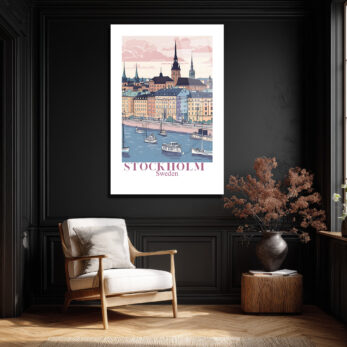 Stockholm Pastel Şehir Manzarası Cam Tablo - Glazella Stockholm Pastel Şehir Manzarası Cam Tablo - Glazella
