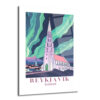 Reykjavik Hallgrímskirkja Kuzey Işıkları Cam Tablo - Glazella