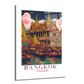 Bangkok Tayland Seyahat Posteri Cam Tablo - Glazella