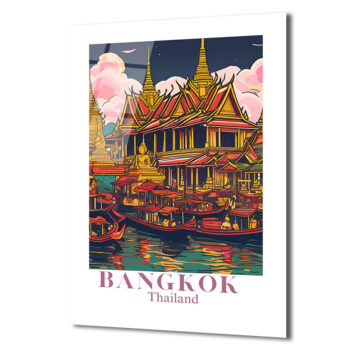 Bangkok Tayland Seyahat Posteri Cam Tablo - Glazella