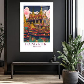 Bangkok Tayland Seyahat Posteri Cam Tablo - Glazella