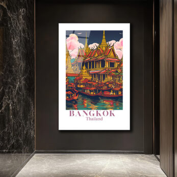 Bangkok Tayland Seyahat Posteri Cam Tablo - Glazella