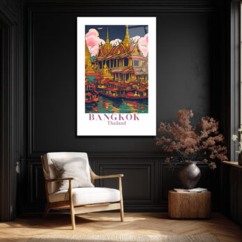 Bangkok Tayland Seyahat Posteri Cam Tablo - Glazella