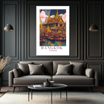 Bangkok Tayland Seyahat Posteri Cam Tablo - Glazella