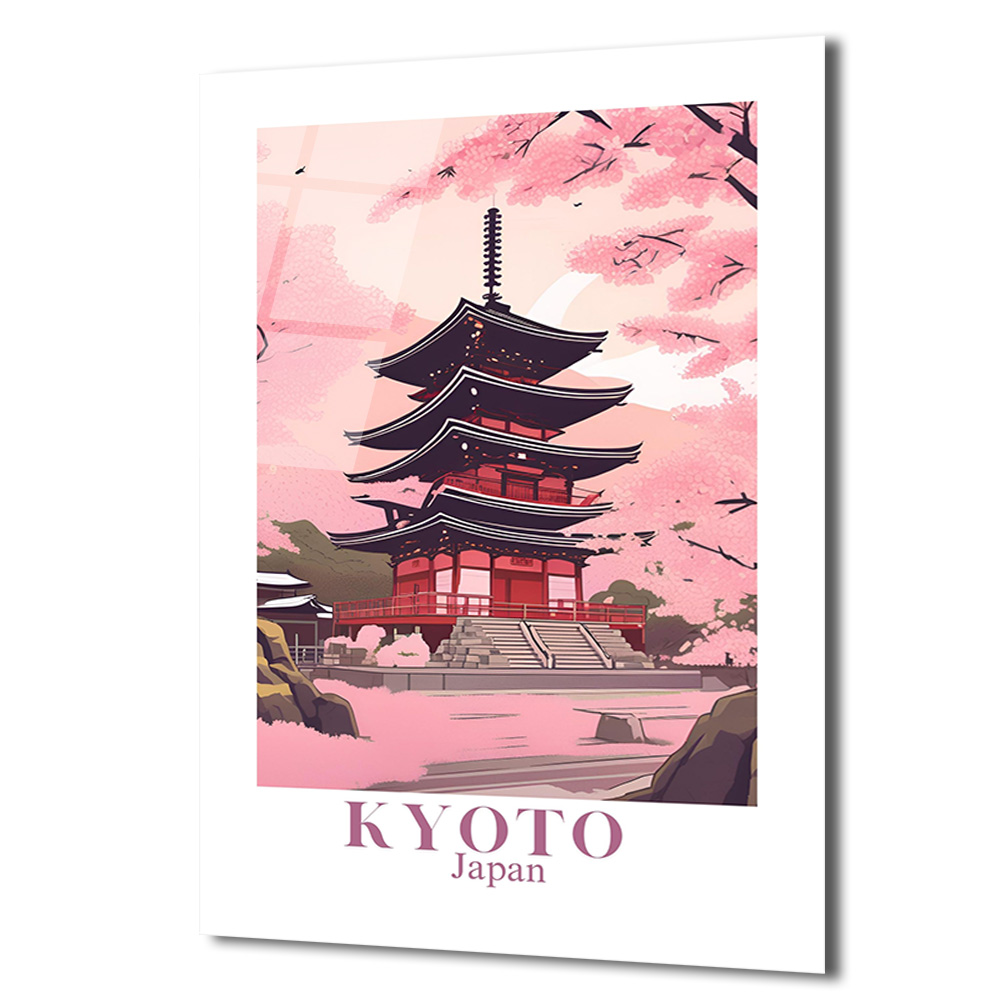 Kyoto Sakura Tapınağı Cam Tablo: Japon Baharının Zarafeti - Glazella Kyoto Sakura Tapınağı Cam Tablo: Japon Baharının Zarafeti - Glazella