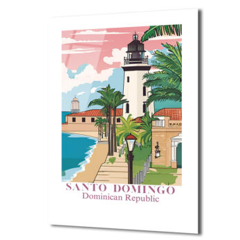 Santo Domingo Sahili Deniz Feneri Manzarası Cam Tablo - Glazella Santo Domingo Sahili Deniz Feneri Manzarası Cam Tablo - Glazella